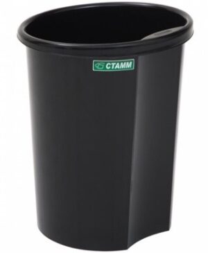 Корзина для бумаг 12л цельная черная СТАММ