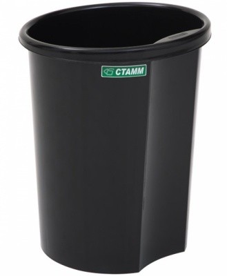 Корзина для бумаг 12л цельная черная СТАММ