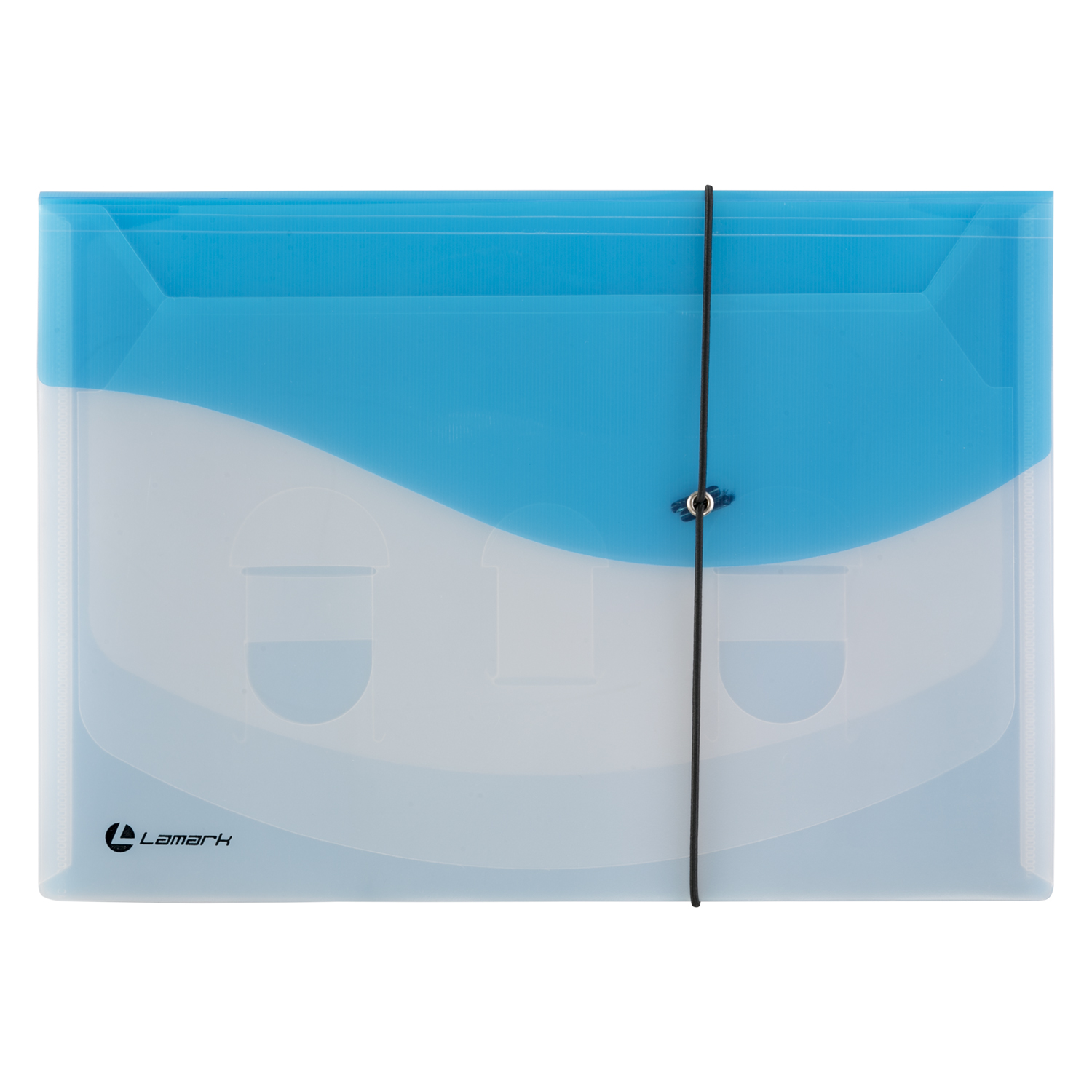 Папка на резинке Lamark  4отд. А4  прозрач/синяя