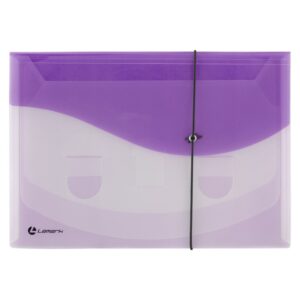 Папка на резинке Lamark  4отд. А4 прозрач/лиловая