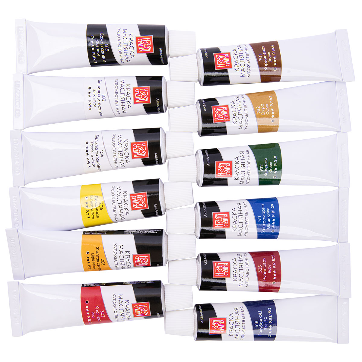 Краски масляные Аква-колор Изостудия 12 цв. по 18мл