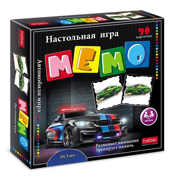 Игра настольная МЕМО 36 карточек Автомобили мира