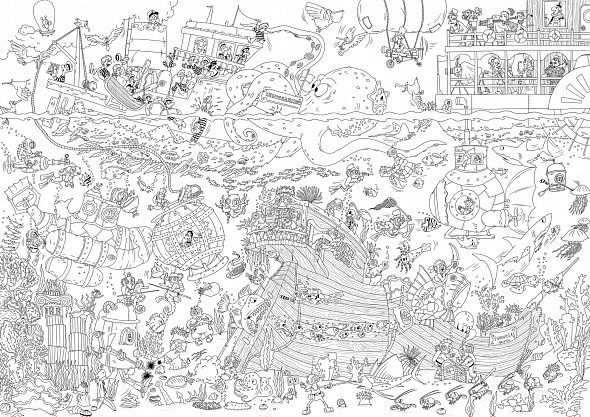 Раскраска Плакат На дне морском А1