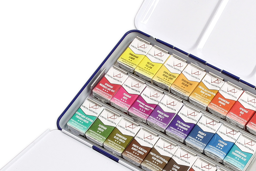 Пенал для акварели VISTA-ARTISTA на 36 кювет, синий