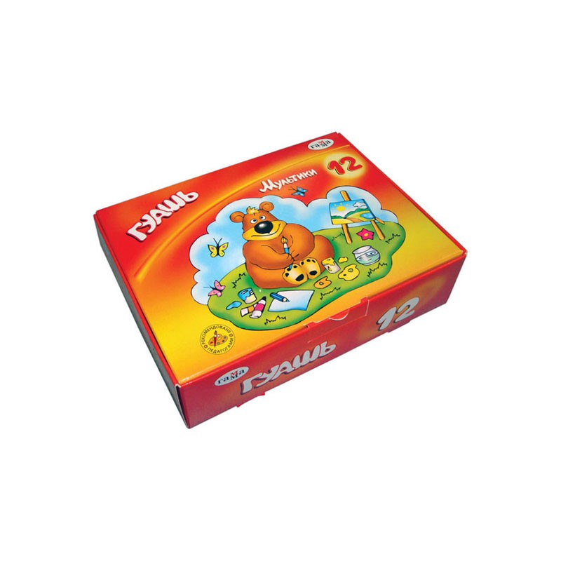 Гуашь 12 цв. Мультики (ГАММА), 20мл