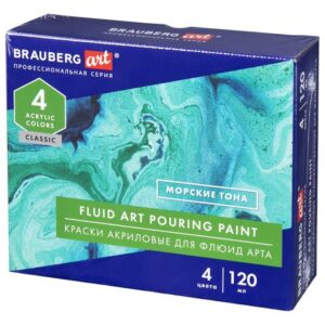 Краски акриловые для Флюид Арта  4цв.120мл Морские