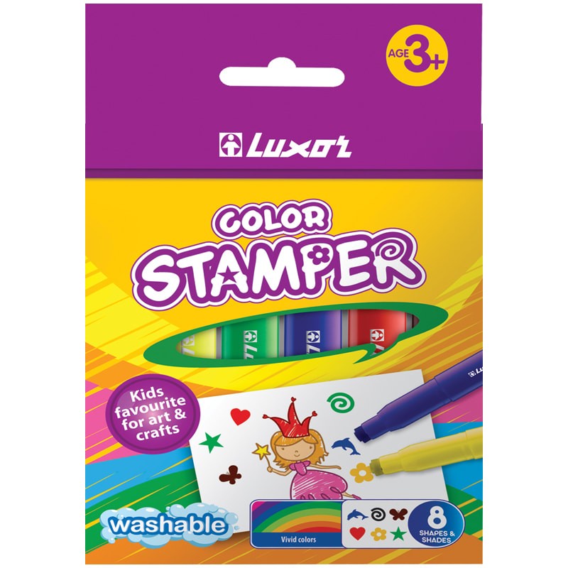 Фломастеры Luxor Color Stamper  8цв. со штампик.