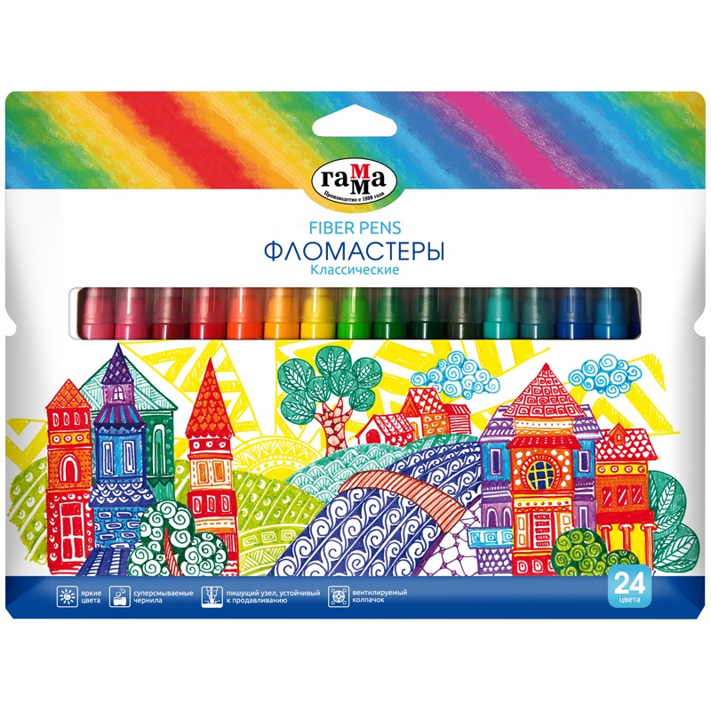 Фломастеры ГАММА Классические 24цв. к/к