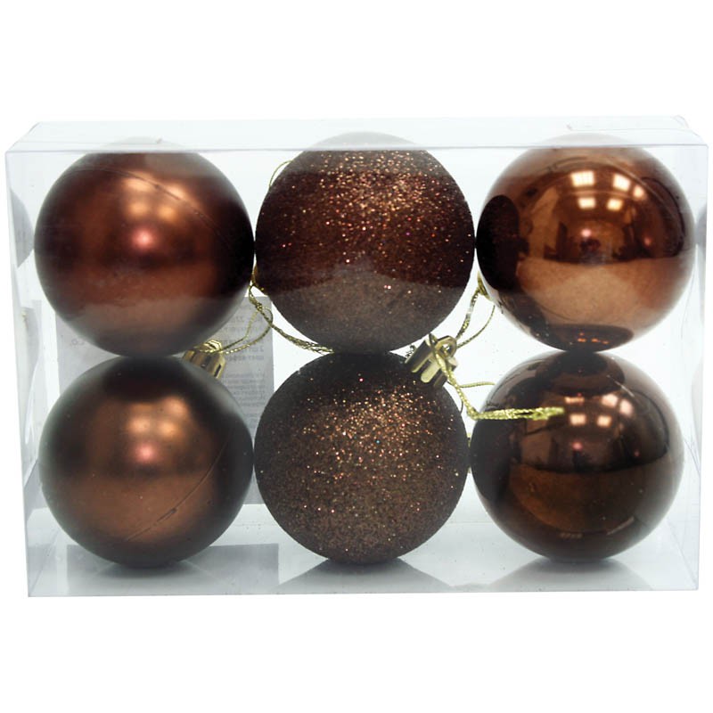 Игрушка новогодняя ШАР 60мм пласт., кофейный