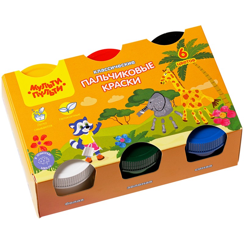 Краски пальчиковые Мульти-Пульти 6цв., 210мл