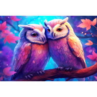 Алмазная мозаика 30х40см Рыжий кот Нежные совы