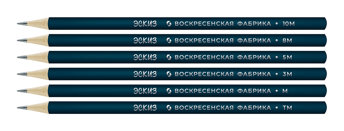 Набор карандашей чернографитных ВКФ Эскиз 6шт. (10М,8М,5М,3М,М,ТМ)