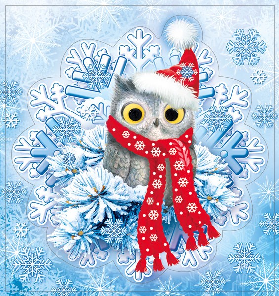 Наклейка оформительская Сова в шапочке