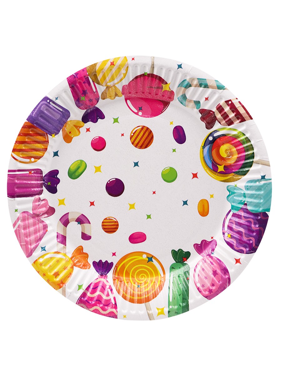 Тарелка бумажная Конфеты ( 6шт), 17см