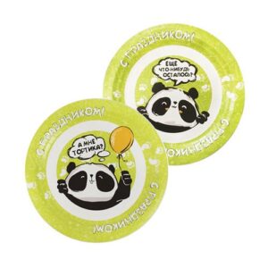 Тарелка бумажная ПатиБум Панда С Праздником! 23см