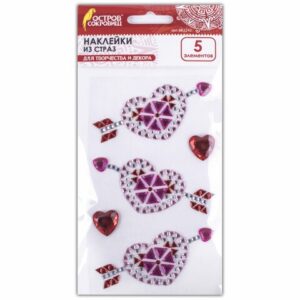 Наклейки из страз СЕРДЦА 9,5х15,5см 5 элементов