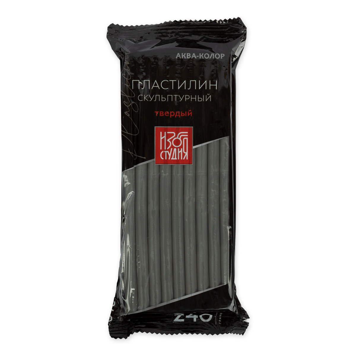 Пластилин скульптурный Аква-колор Изостудия СКУЛЬПТАЛИН 240г №6 серый твердый