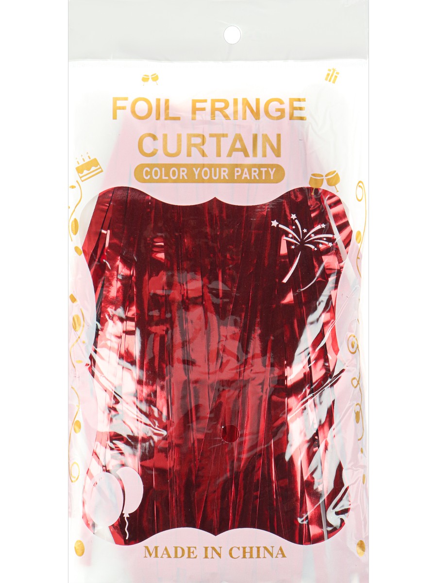 Фотофон фольга дождь, красный 1х2м