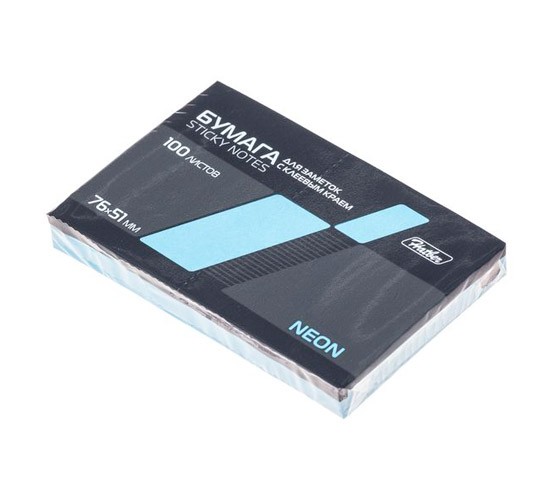 Блок для записей клейкий 51х76мм Hatber неон Голубой