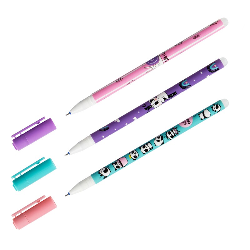 Ручка гелевая MESHU Panda Team стираемая синяя 0.5