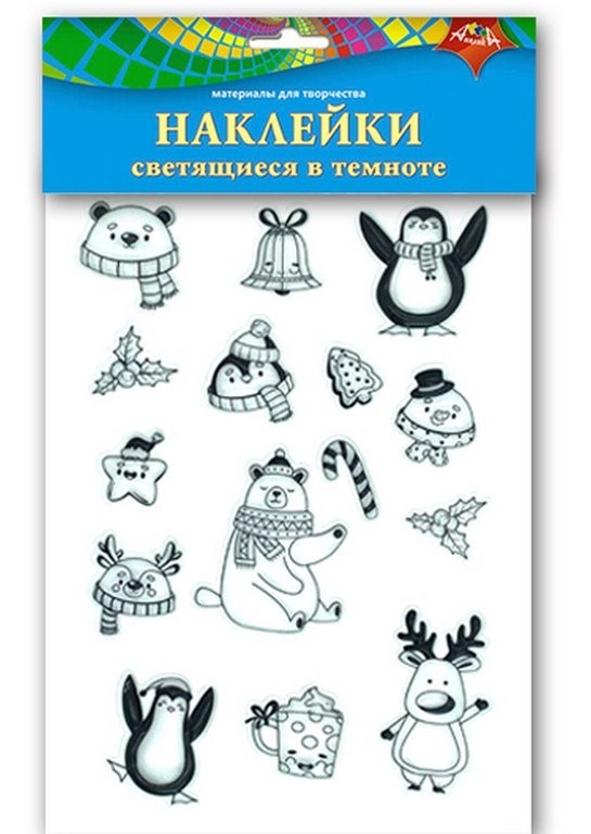 Наклейки светящиеся в темноте АппликА Зверушки