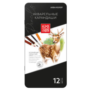 Карандаши цветные Аква-колор Изостудия акварельные 12 цв. в металлической коробке