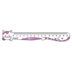 Линейка 15см Феникс+ Розовый кот,  ПЭТ