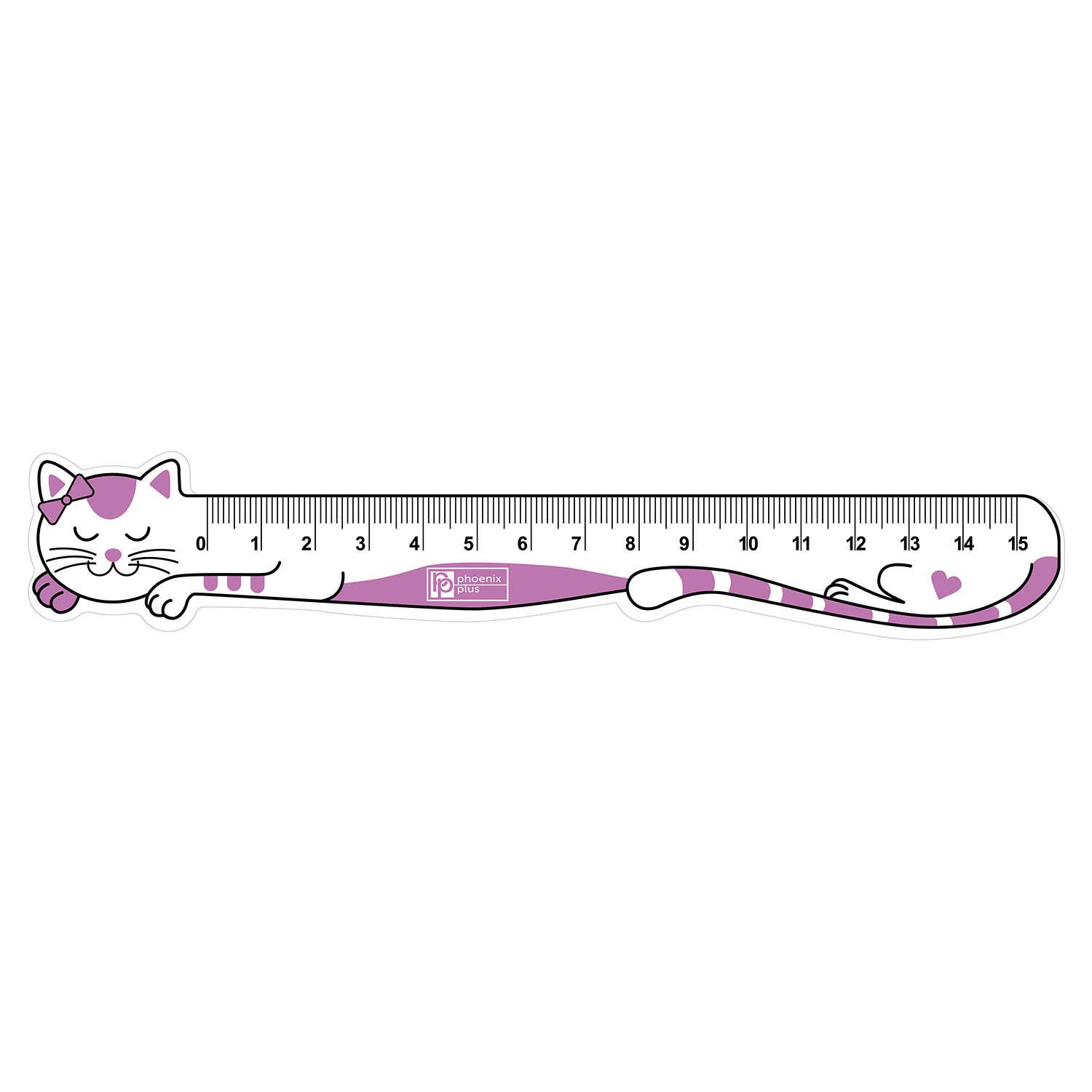 Линейка 15см Феникс+ Розовый кот,  ПЭТ