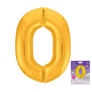 Шар Agura Slim золото ЦИФРА 0 40"/102см