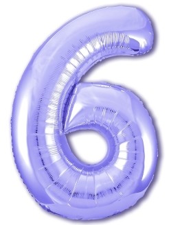 Шар Agura Slim пастельный фиолетовый ЦИФРА 6 40"/1