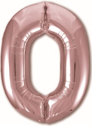 Шар Agura Slim розовое золото ЦИФРА 0 40"/102см