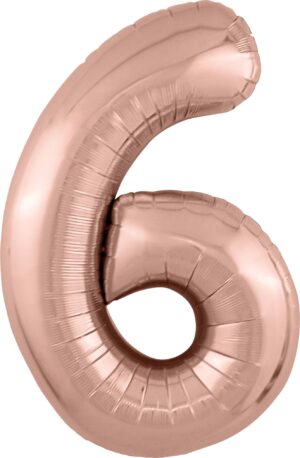 Шар Agura Slim розовое золото ЦИФРА 6 40"/102см