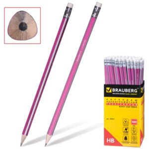 Карандаш ч/г BRAUBERG Alderida НВ с/л, розовый кор