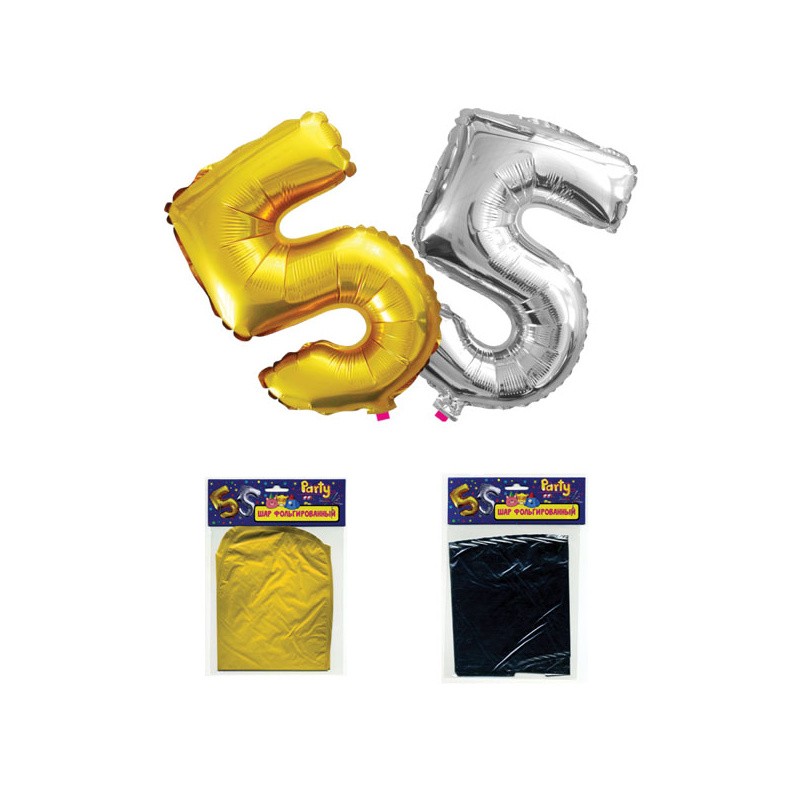 Шар фольгир. ЦИФРА "5" 35см