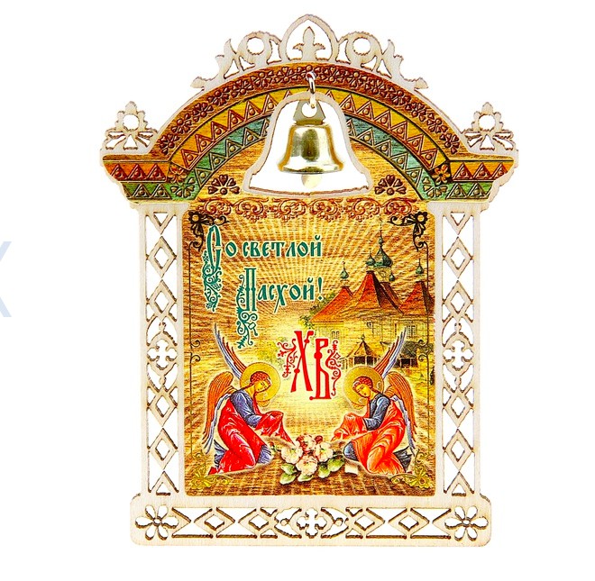 Магнит Пасхальный, деревян. с колокольчиком