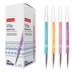 Ручка шариковая Hatber Vita синяя 0.7мм ассорти