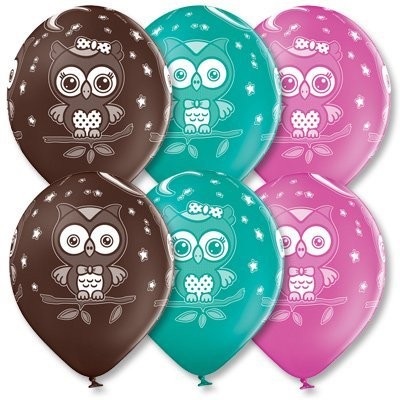 Шары воздушные Совушки пастель