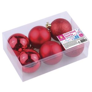 Шары елочные ЗОЛОТАЯ СКАЗКА набор  6шт. 6см красны
