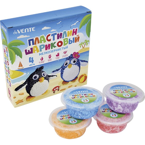 Пластилин шариковый  4цв. deVENTE мелкозерн.