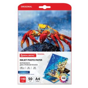 Фотобумага BRAUBERG А4, 140г/м 50л. глянцевая одно