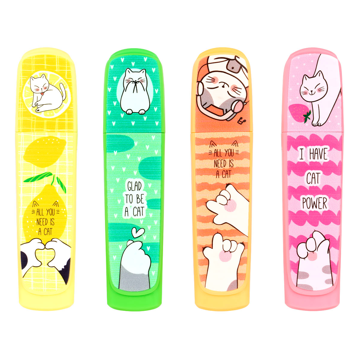 Набор выделителей текста MESHU Cat s paw 4цв. 1-5мм неоновые цвета