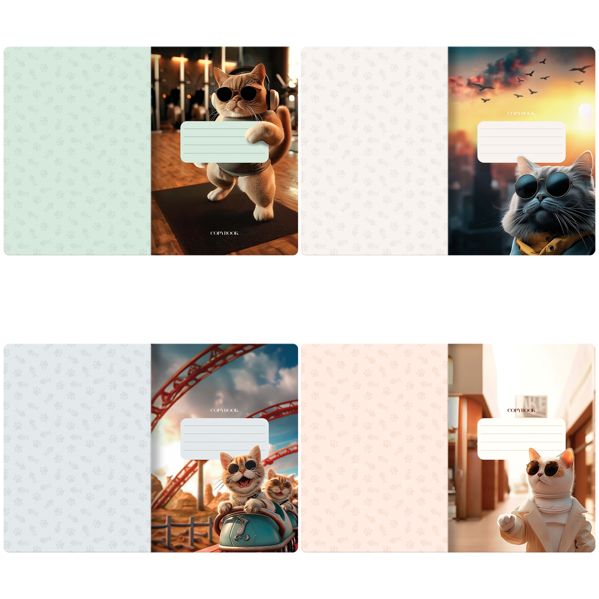 Тетрадь 40 л. клетка MESHU Коты в городе, ЕВРО