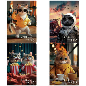 Тетрадь 40 л. клетка MESHU Коты в городе, ЕВРО