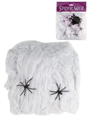 Паутина декоративная 100г белая, 2 паука в наборе