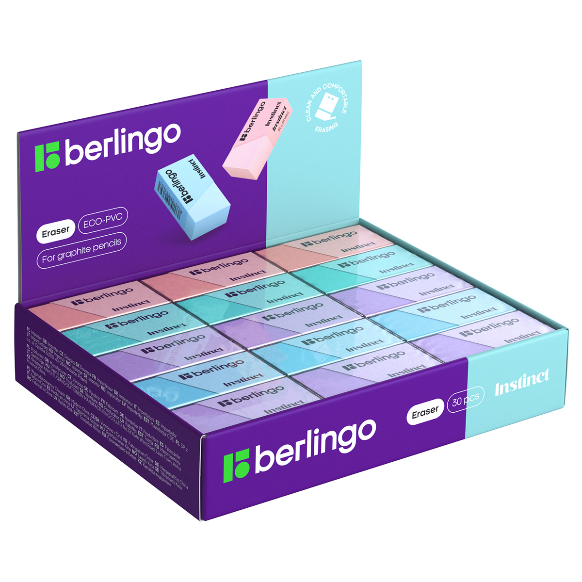 Ластик Berlingo Instinct, цвета ассорти 40х20мм