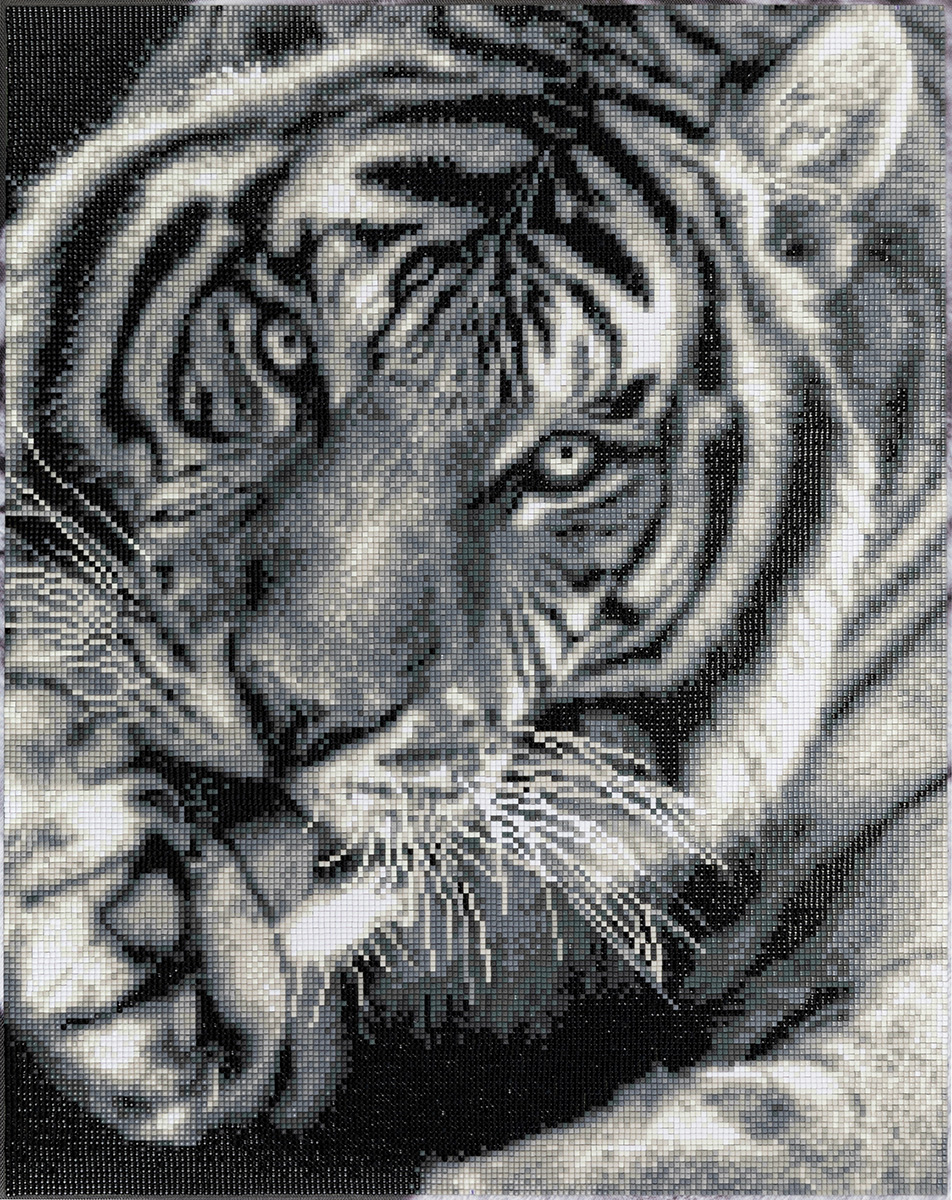 Алмазная мозаика ФРЕЯ 40х50см Черно-белый тигр