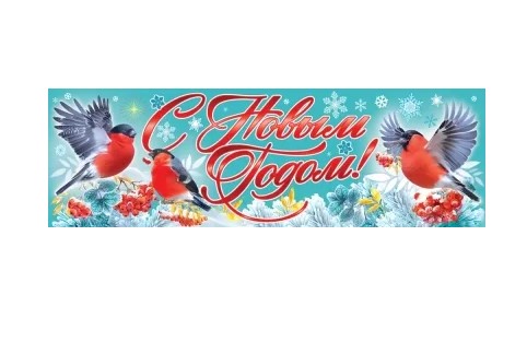Плакат-полоска С Новым годом! (снегири)