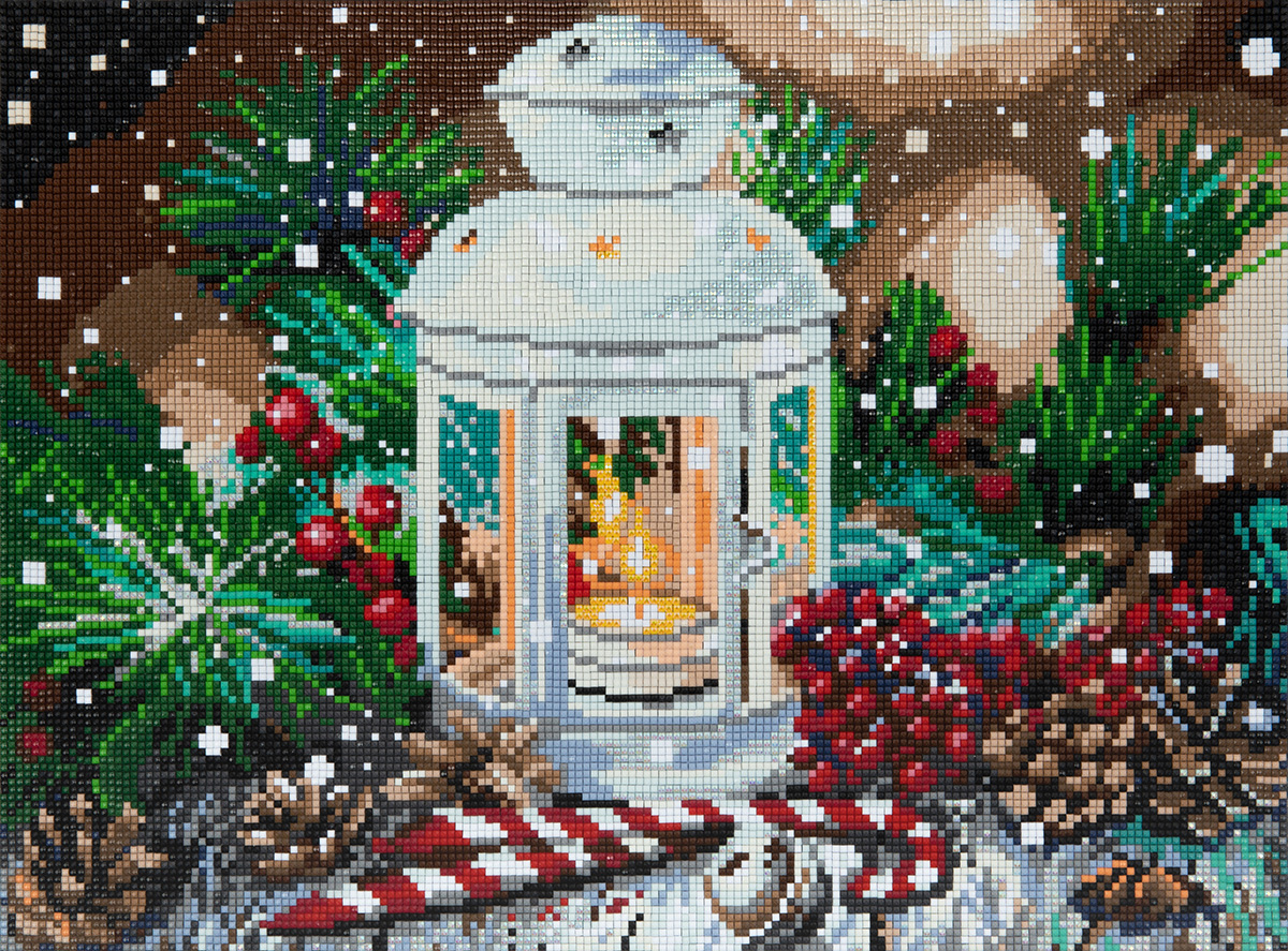 Алмазная мозаика ФРЕЯ 30х40см Рождественский подсвечник