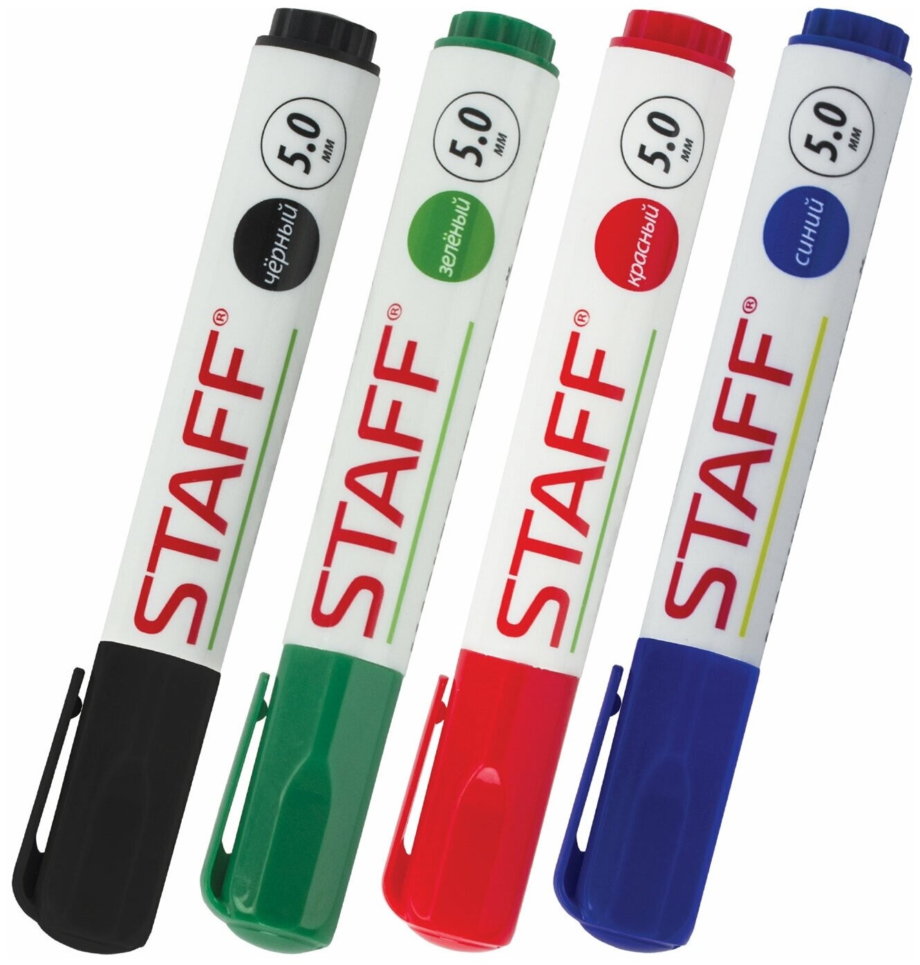 Набор маркеров для белой доски 4шт. STAFF 5мм