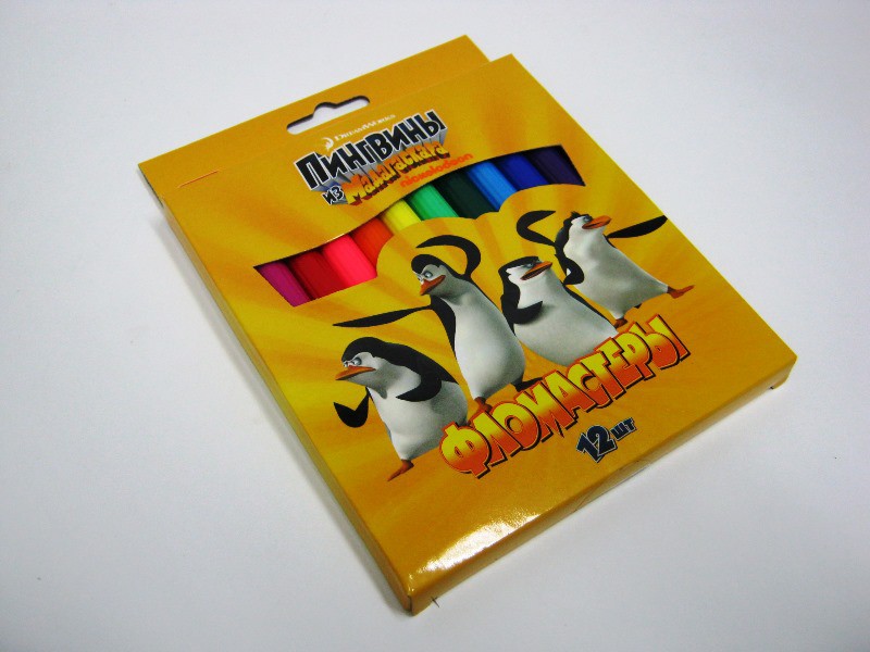 Фломастеры Хатбер ПИНГВИНЫ ИЗ МАДАГАСКАРА 12цв.